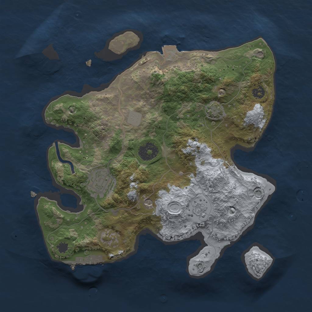 Rust Map: Procedural Map, Size: 2500, Seed: 321599944, 8 Monuments