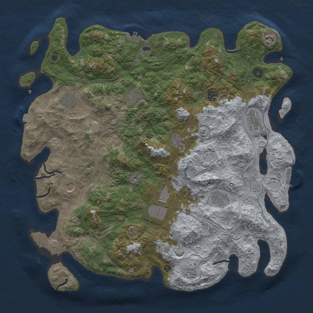 Rust Map: Procedural Map, Size: 4500, Seed: 1516000921, 19 Monuments
