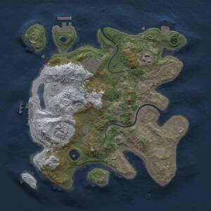 Thumbnail Rust Map: Procedural Map, Size: 3000, Seed: 139983267, 9 Monuments