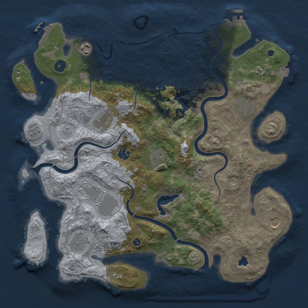 Rust Map: Procedural Map, Size: 4000, Seed: 1297072111, 15 Monuments