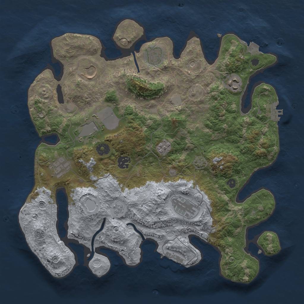 Rust Map: Procedural Map, Size: 3500, Seed: 299449272, 16 Monuments