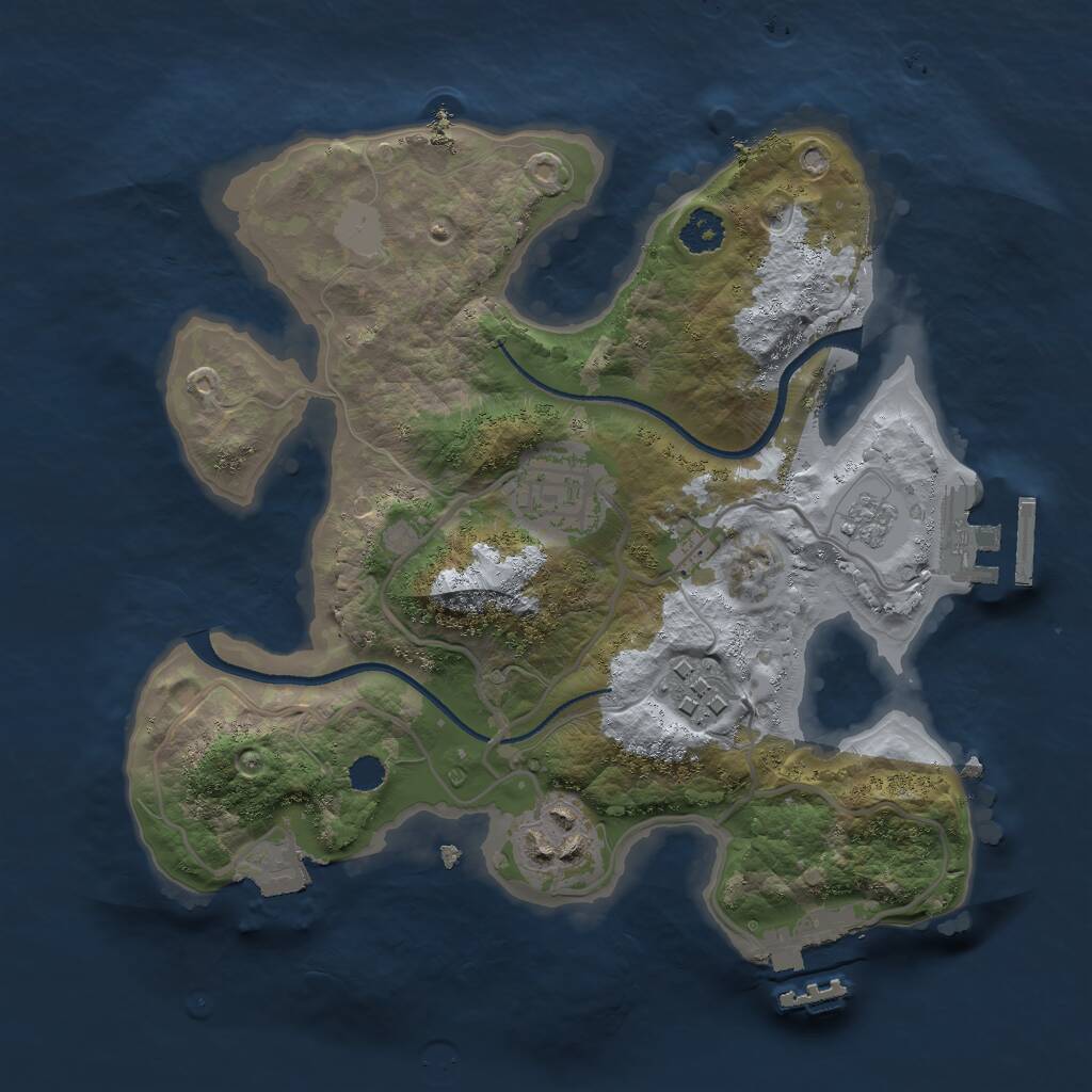 Rust Map: Procedural Map, Size: 2500, Seed: 799335409, 7 Monuments