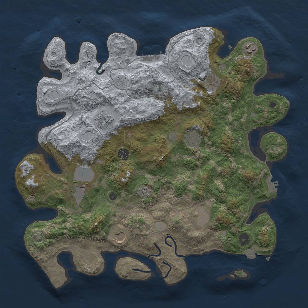 Rust Map: Procedural Map, Size: 4000, Seed: 409231143, 17 Monuments