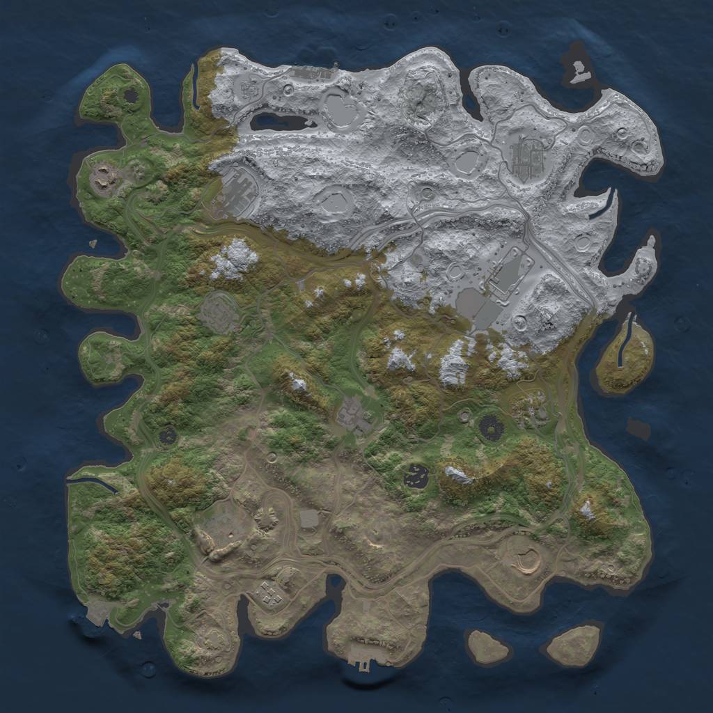 Rust Map: Procedural Map, Size: 4250, Seed: 1127046418, 19 Monuments