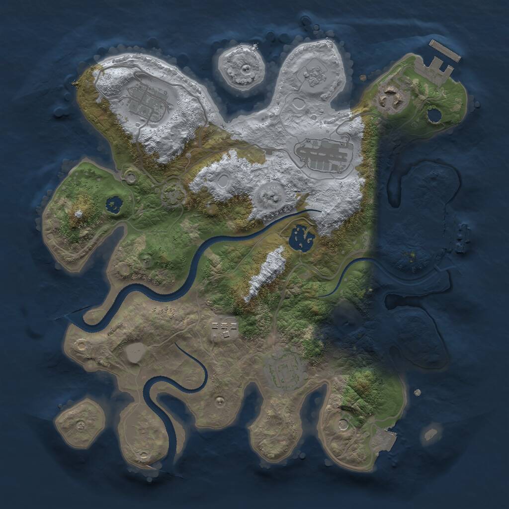 Rust Map: Procedural Map, Size: 3000, Seed: 1657443022, 12 Monuments