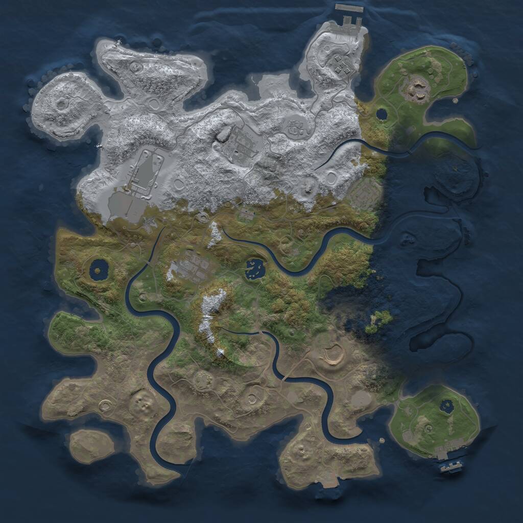 Rust Map: Procedural Map, Size: 3750, Seed: 324276587, 14 Monuments