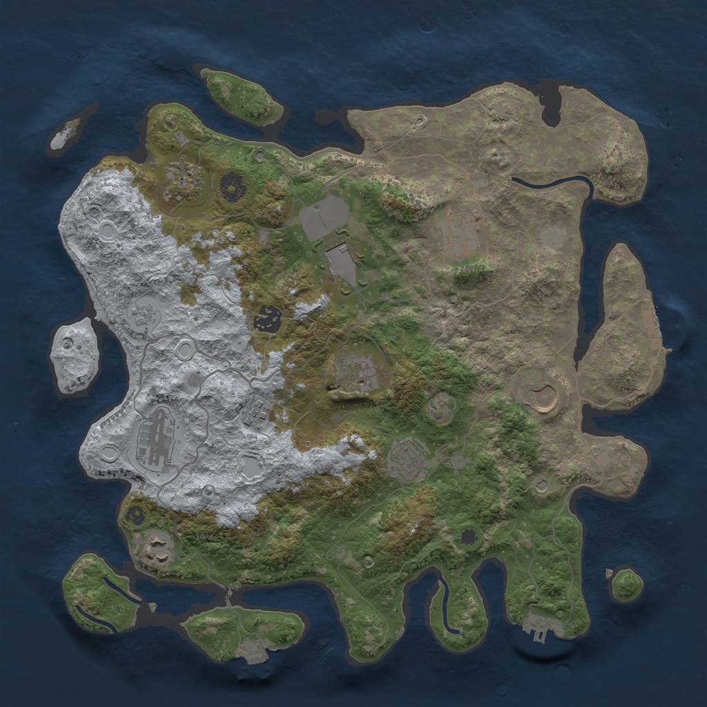 Rust Map: Procedural Map, Size: 3750, Seed: 821105, 18 Monuments