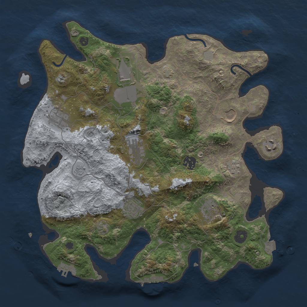 Rust Map: Procedural Map, Size: 3500, Seed: 1084287935, 17 Monuments