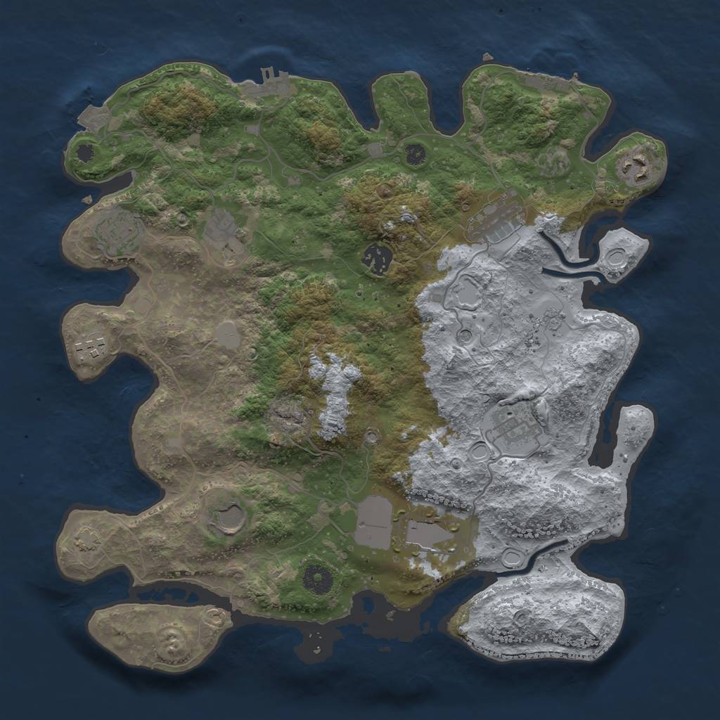Rust Map: Procedural Map, Size: 3600, Seed: 789777, 17 Monuments