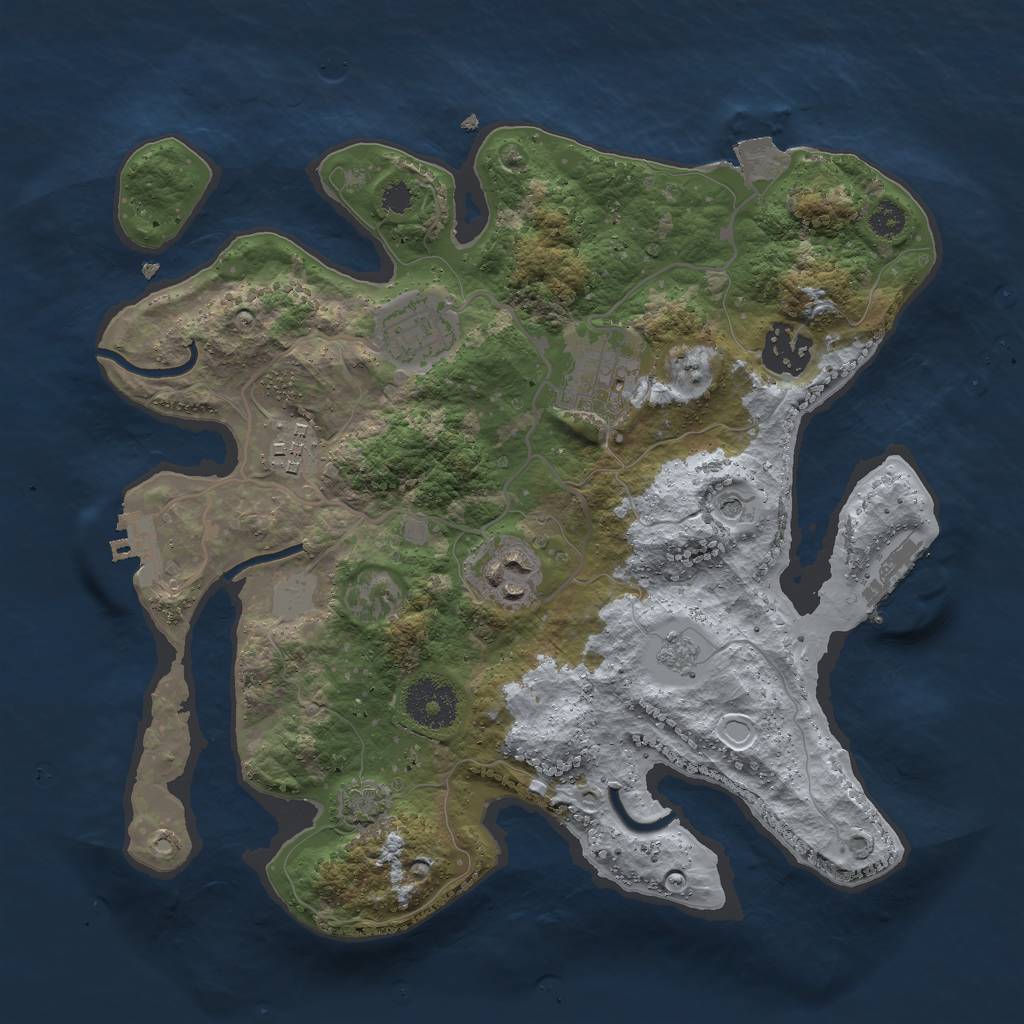 Rust Map: Procedural Map, Size: 3000, Seed: 1002119777, 13 Monuments