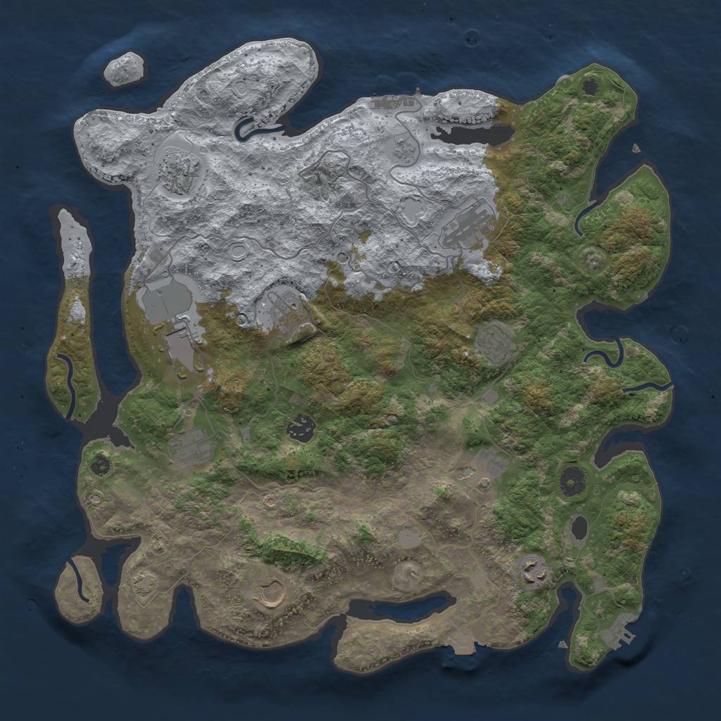Rust Map: Procedural Map, Size: 3950, Seed: 42781035, 18 Monuments