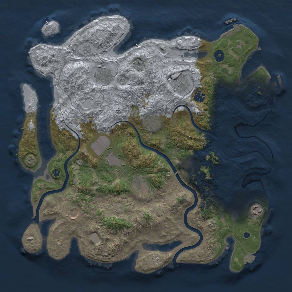 Rust Map: Procedural Map, Size: 3950, Seed: 42781035, 16 Monuments