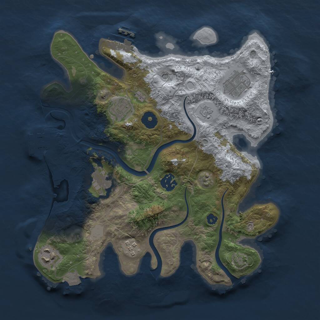 Rust Map: Procedural Map, Size: 3000, Seed: 112218851, 12 Monuments