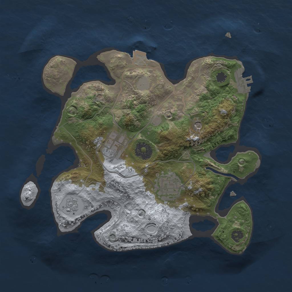 Rust Map: Procedural Map, Size: 2500, Seed: 1882314526, 8 Monuments