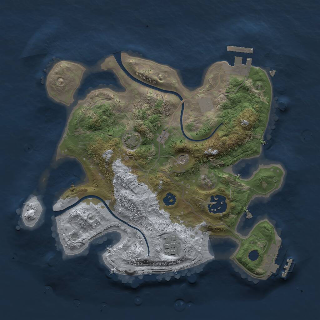 Rust Map: Procedural Map, Size: 2500, Seed: 1882314526, 7 Monuments