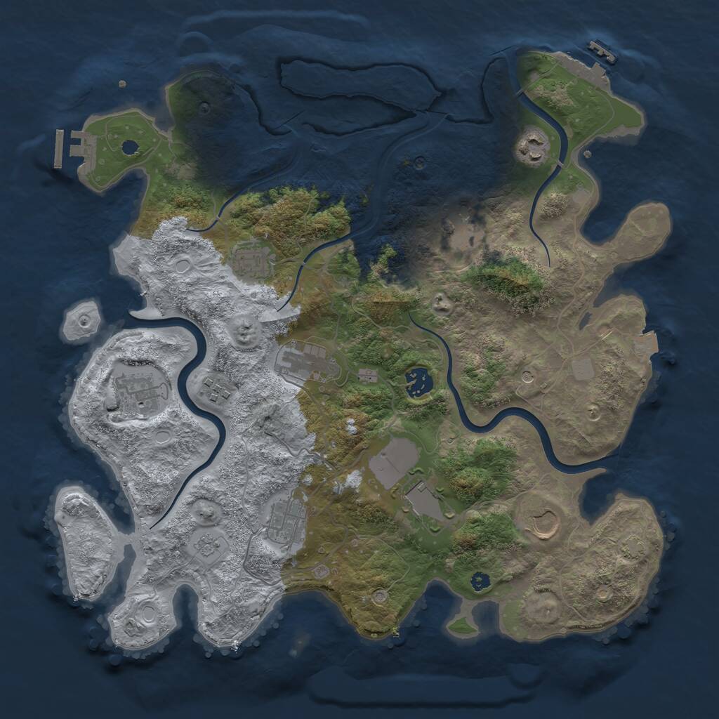 Rust Map: Procedural Map, Size: 3750, Seed: 477646419, 16 Monuments