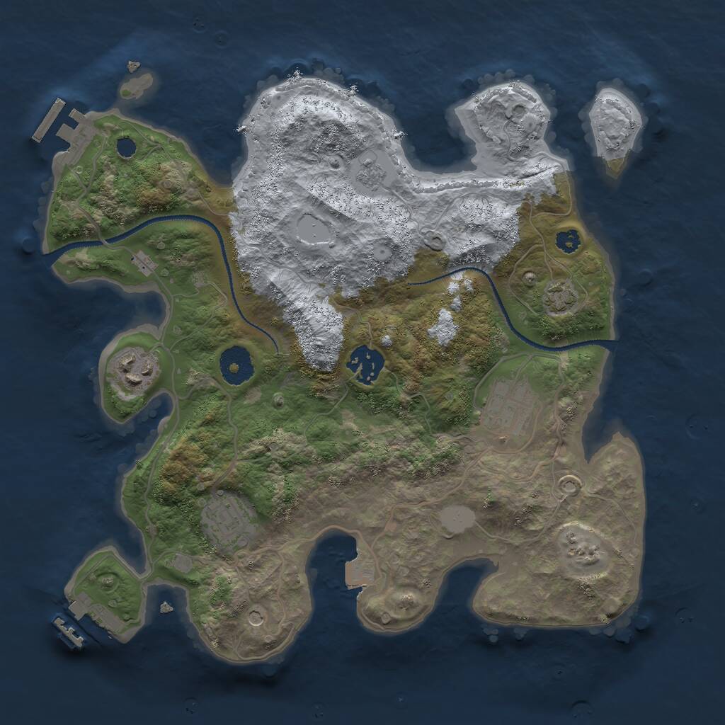 Rust Map: Procedural Map, Size: 3025, Seed: 1, 10 Monuments