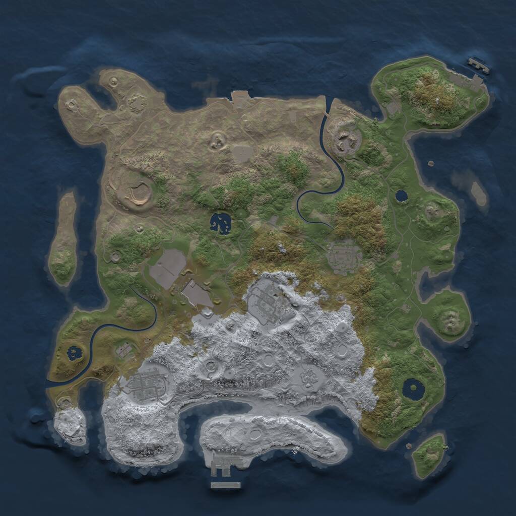 Rust Map: Procedural Map, Size: 3500, Seed: 910205620, 13 Monuments