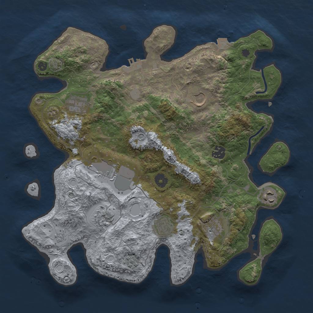 Rust Map: Procedural Map, Size: 3500, Seed: 1132820707, 16 Monuments