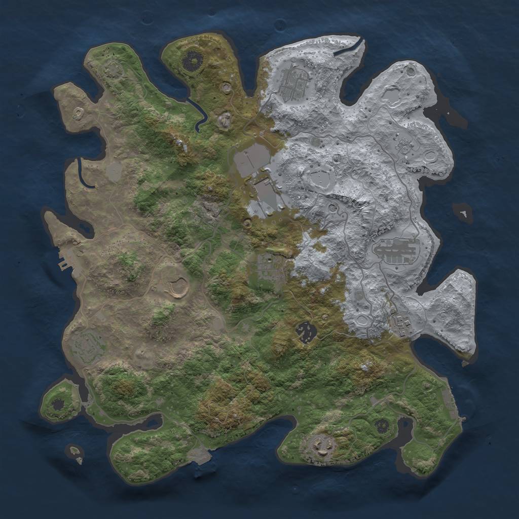 Rust Map: Procedural Map, Size: 3750, Seed: 191888, 17 Monuments