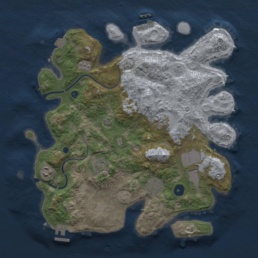 Rust Map: Procedural Map, Size: 3500, Seed: 998094, 12 Monuments