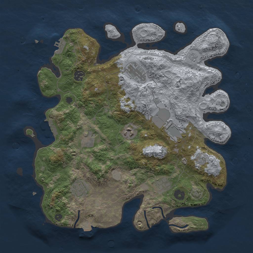 Rust Map: Procedural Map, Size: 3500, Seed: 998094, 14 Monuments