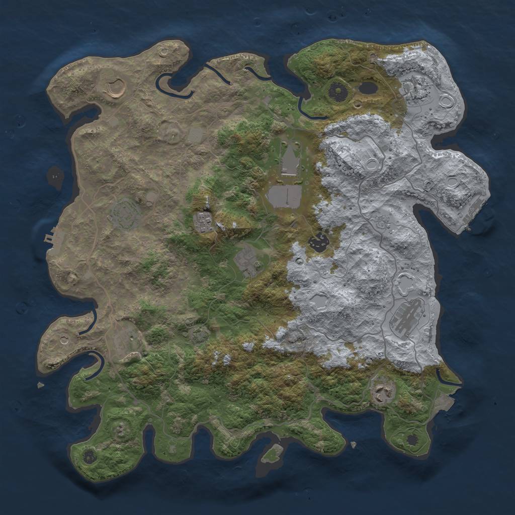 Rust Map: Procedural Map, Size: 4000, Seed: 2120421645, 18 Monuments