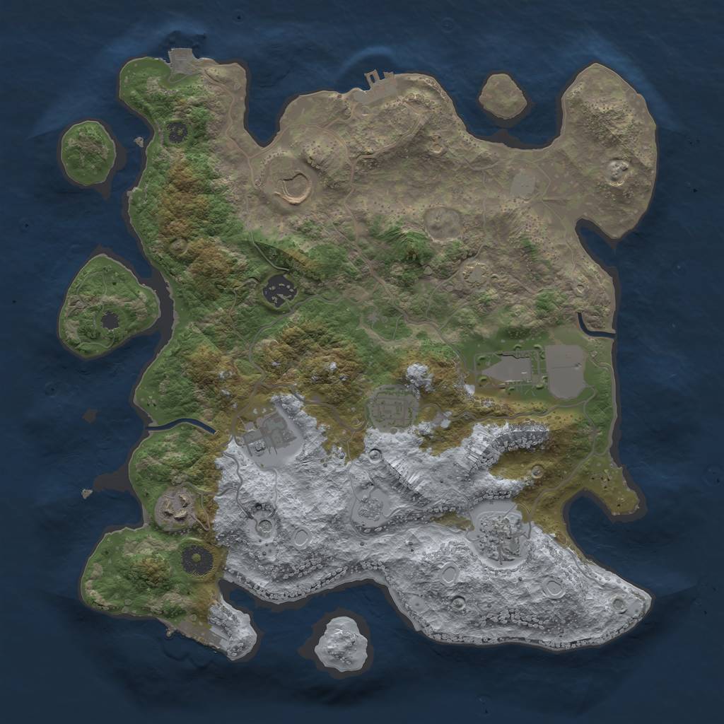 Rust Map: Procedural Map, Size: 3500, Seed: 213462977, 15 Monuments