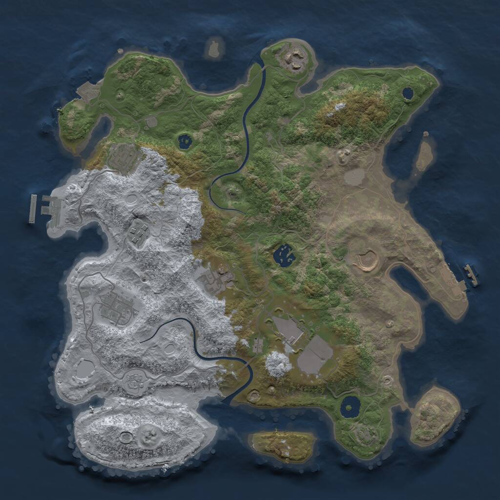 Rust Map: Procedural Map, Size: 3500, Seed: 142562870, 13 Monuments