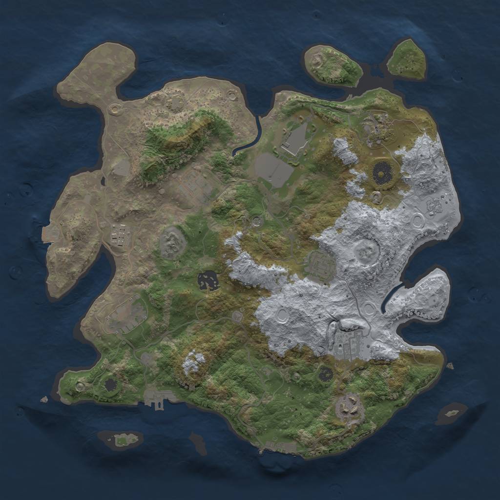 Rust Map: Procedural Map, Size: 3500, Seed: 305873221, 17 Monuments