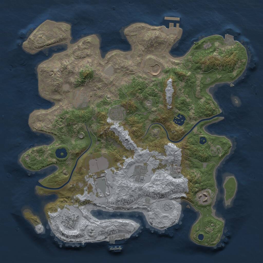 Rust Map: Procedural Map, Size: 3500, Seed: 914026532, 15 Monuments