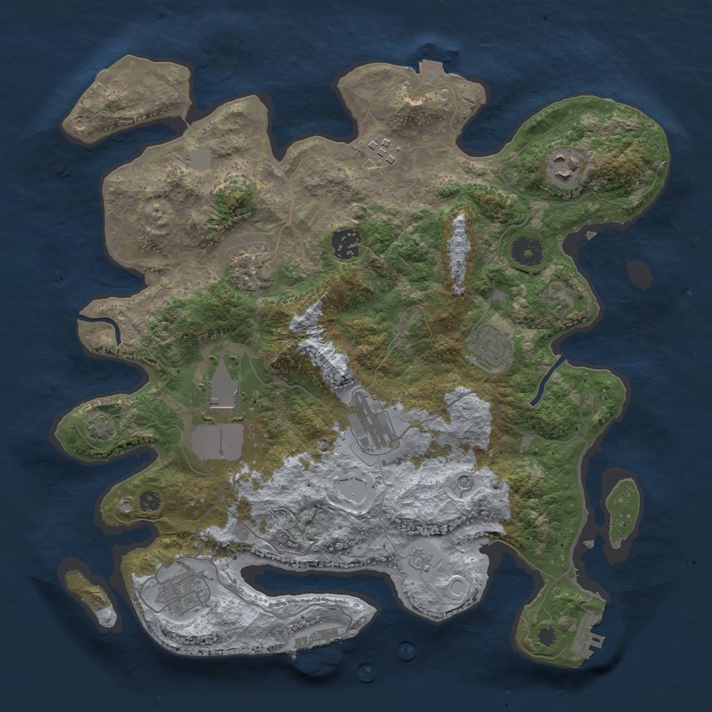 Rust Map: Procedural Map, Size: 3500, Seed: 914026532, 16 Monuments