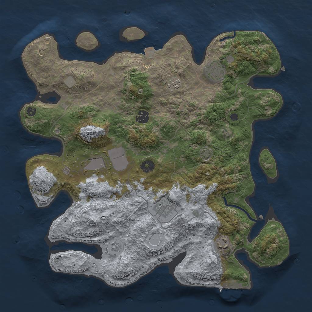 Rust Map: Procedural Map, Size: 3500, Seed: 684521624, 13 Monuments
