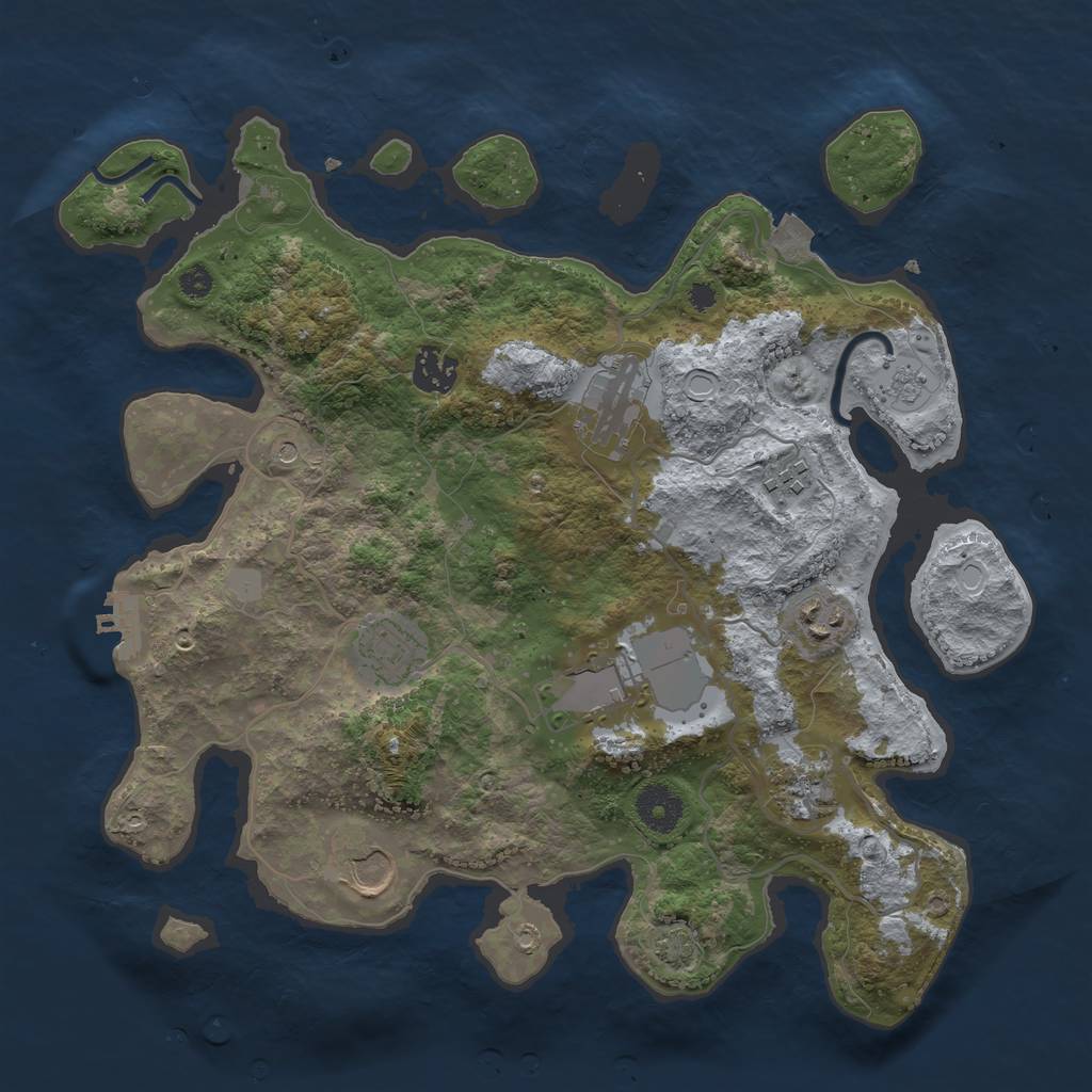 Rust Map: Procedural Map, Size: 3500, Seed: 633044656, 15 Monuments