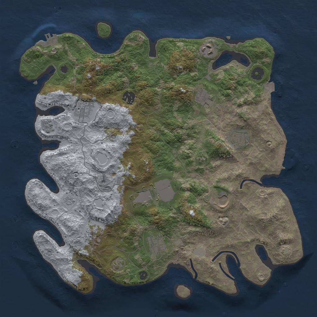 Rust Map: Procedural Map, Size: 3750, Seed: 780011100, 18 Monuments