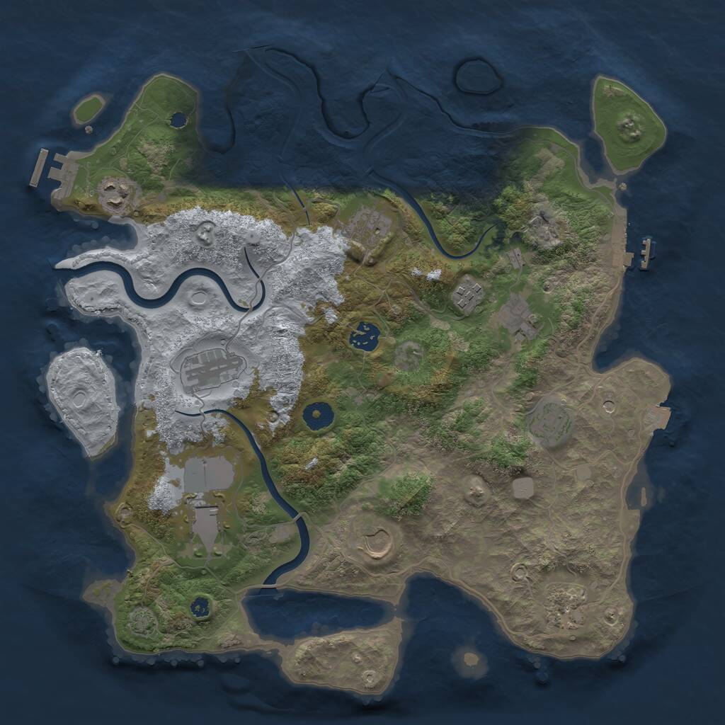 Rust Map: Procedural Map, Size: 3750, Seed: 64642, 15 Monuments