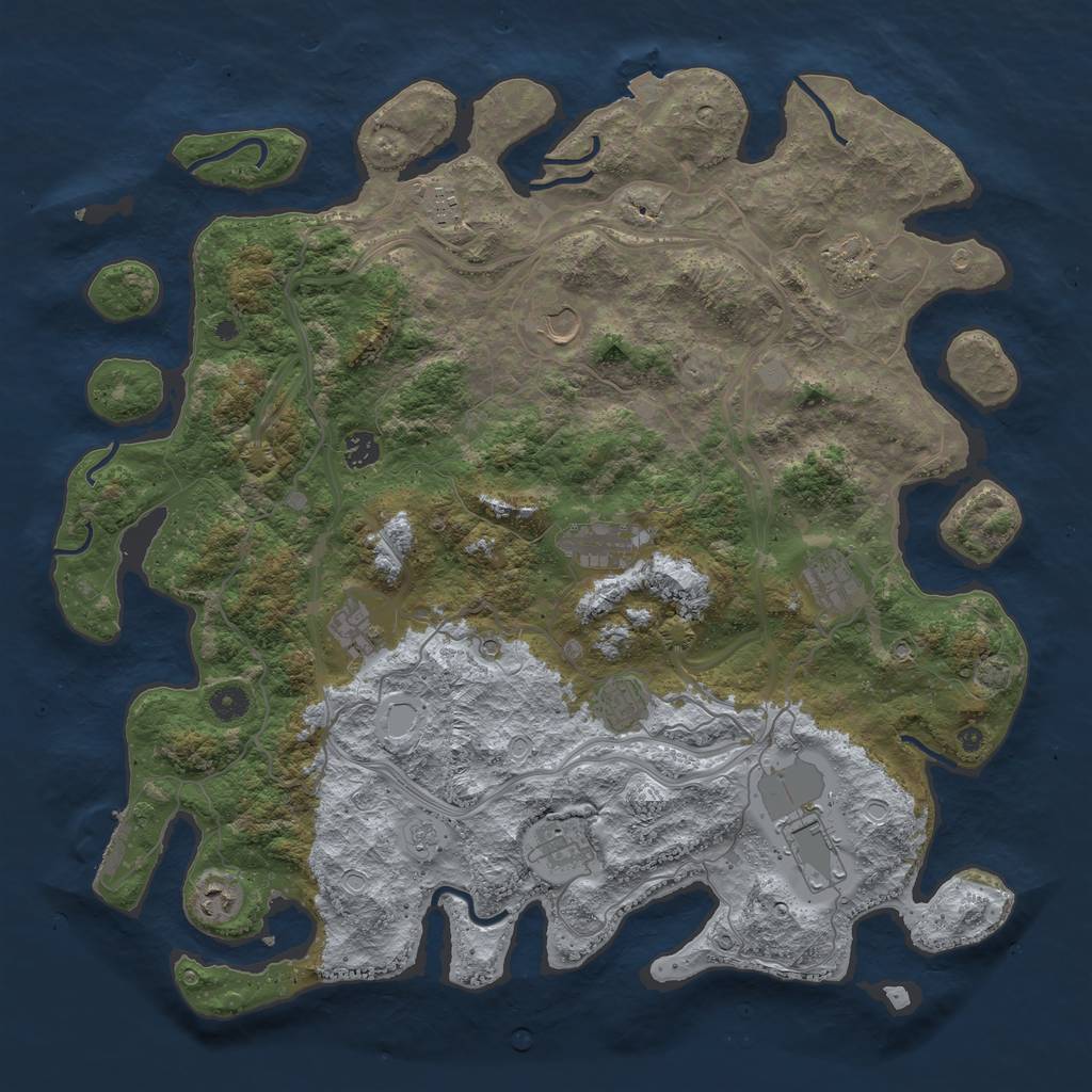 Rust Map: Procedural Map, Size: 4500, Seed: 305785616, 18 Monuments