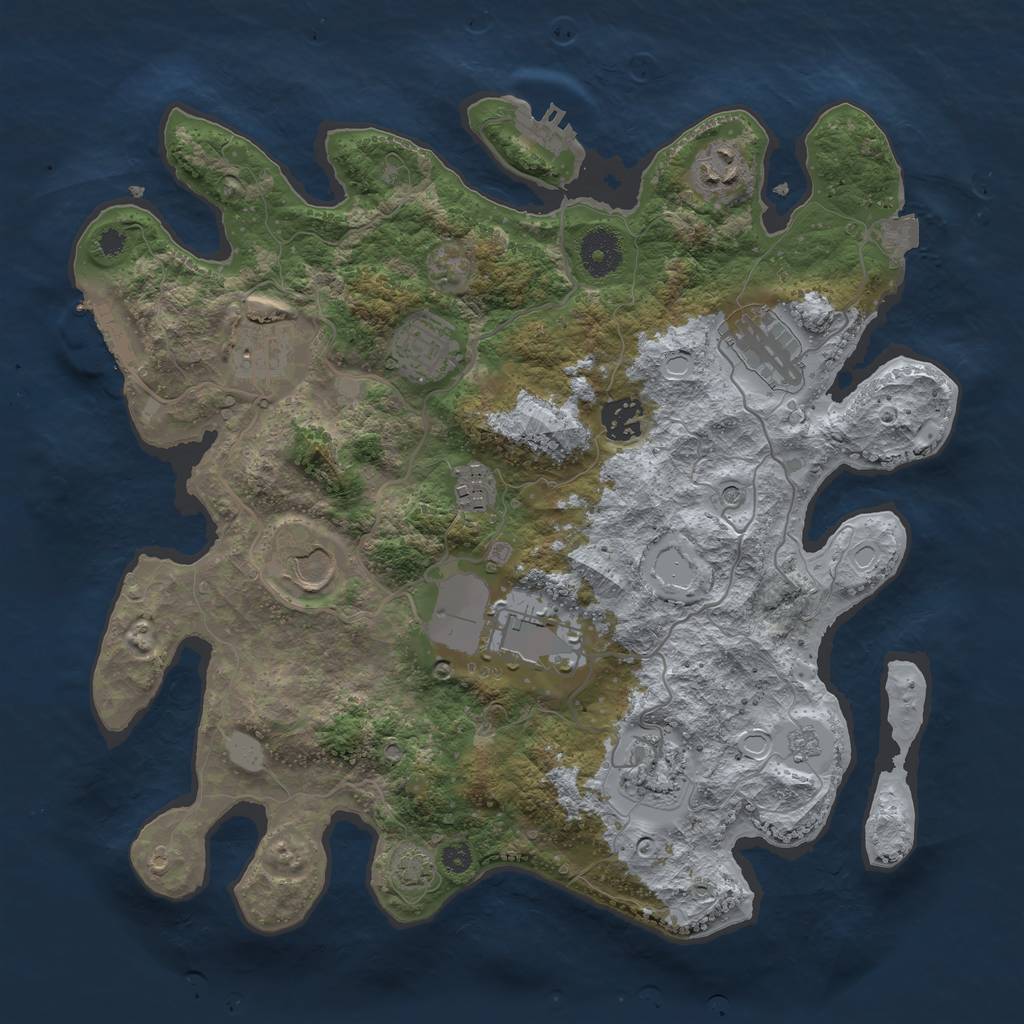 Rust Map: Procedural Map, Size: 3500, Seed: 1154227080, 17 Monuments
