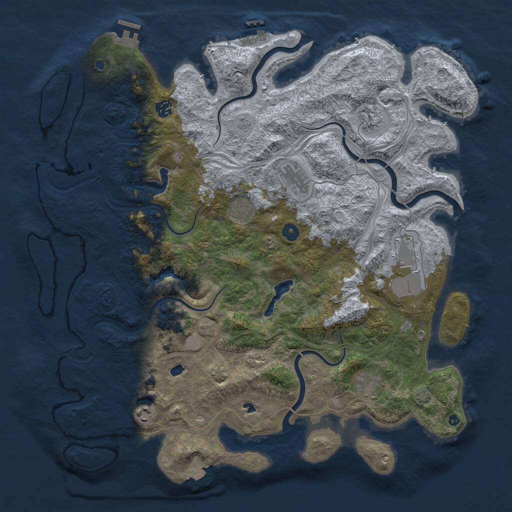Rust Map: Procedural Map, Size: 4500, Seed: 1887018354, 13 Monuments