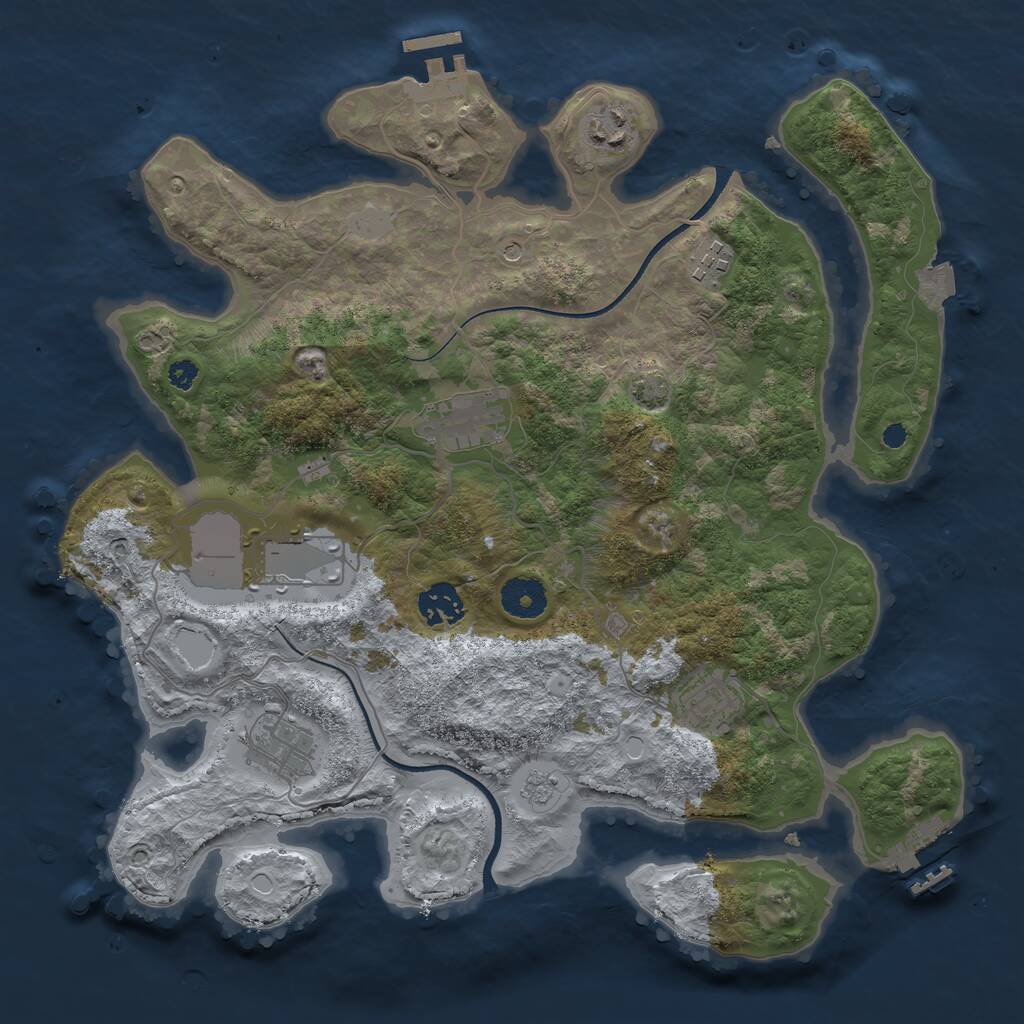 Rust Map: Procedural Map, Size: 3500, Seed: 656130459, 13 Monuments