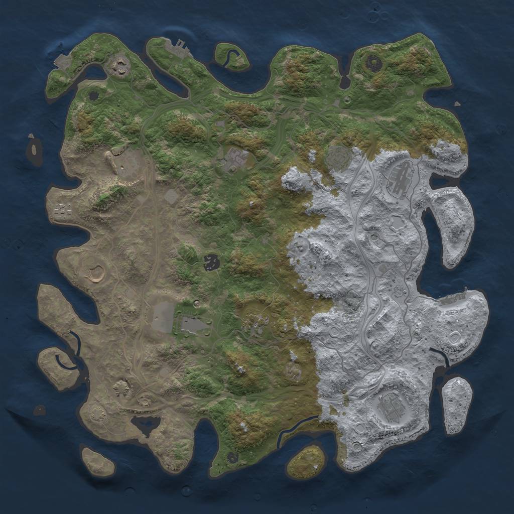 Rust Map: Procedural Map, Size: 4500, Seed: 1999215878, 19 Monuments