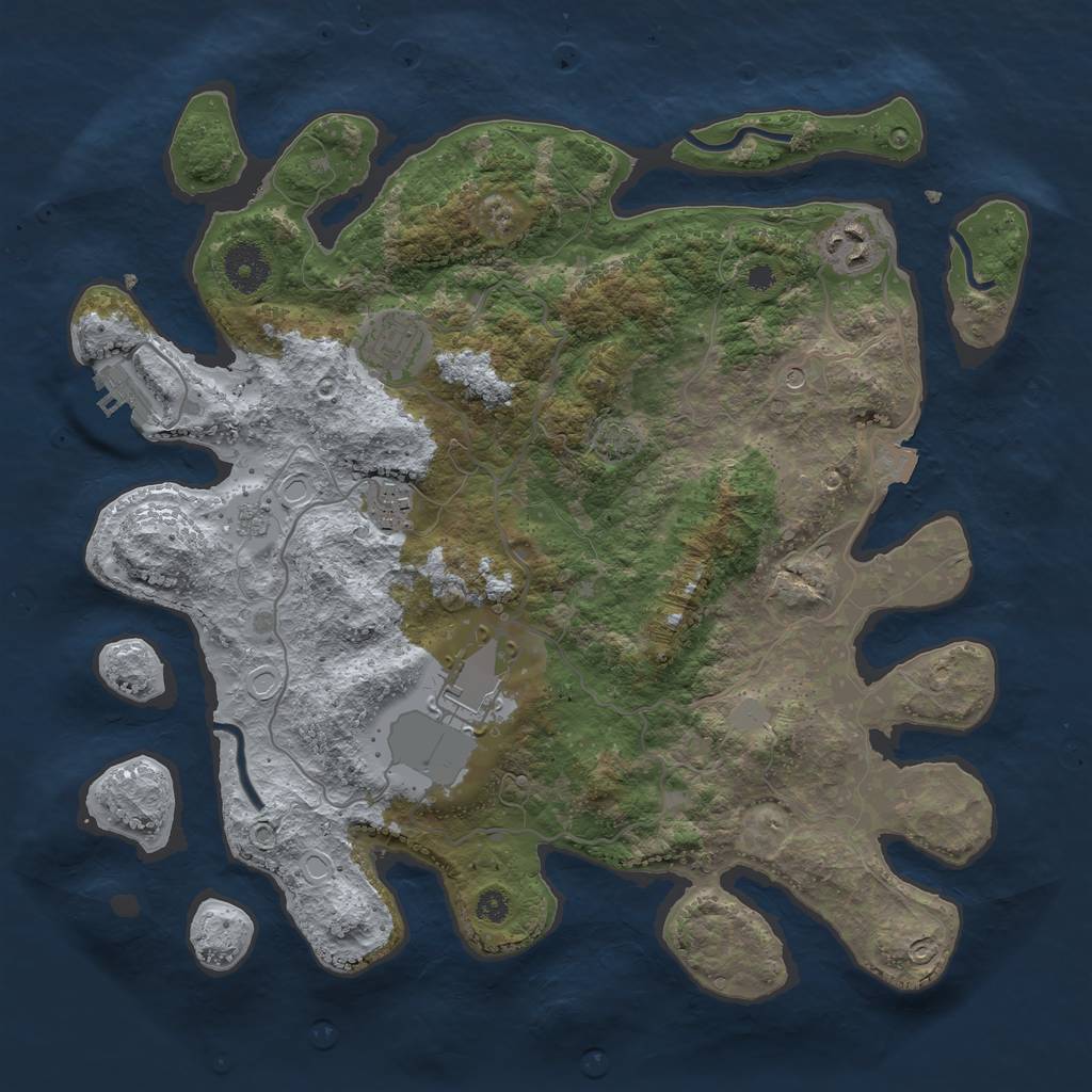 Rust Map: Procedural Map, Size: 3500, Seed: 1742420261, 11 Monuments