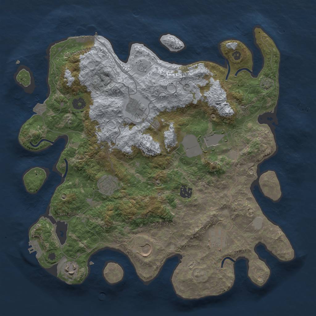 Rust Map: Procedural Map, Size: 3700, Seed: 1274429958, 15 Monuments