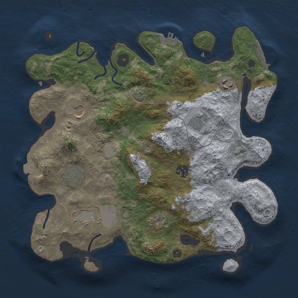 Rust Map: Procedural Map, Size: 3500, Seed: 1548670778, 15 Monuments