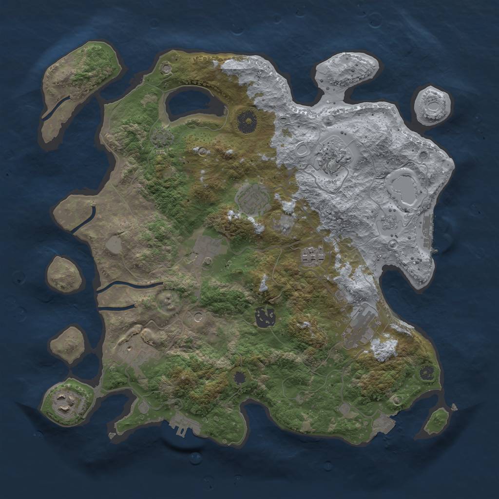 Rust Map: Procedural Map, Size: 3477, Seed: 123, 16 Monuments