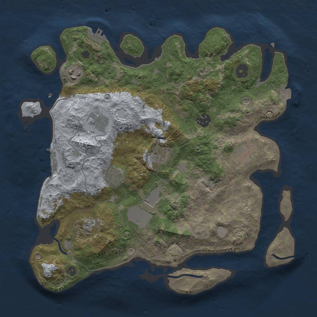 Rust Map: Procedural Map, Size: 3500, Seed: 1296155146, 16 Monuments