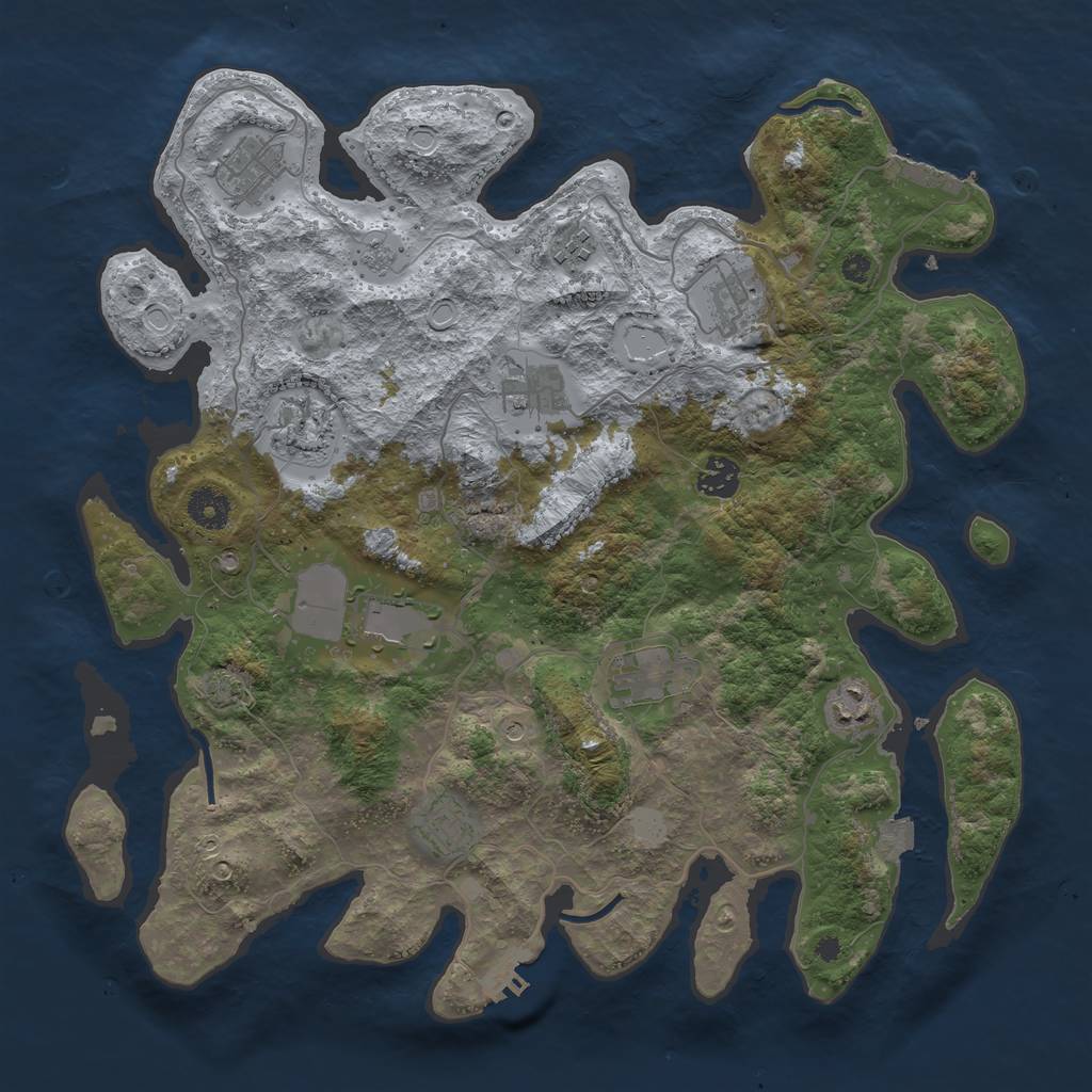 Rust Map: Procedural Map, Size: 3850, Seed: 566464970, 18 Monuments