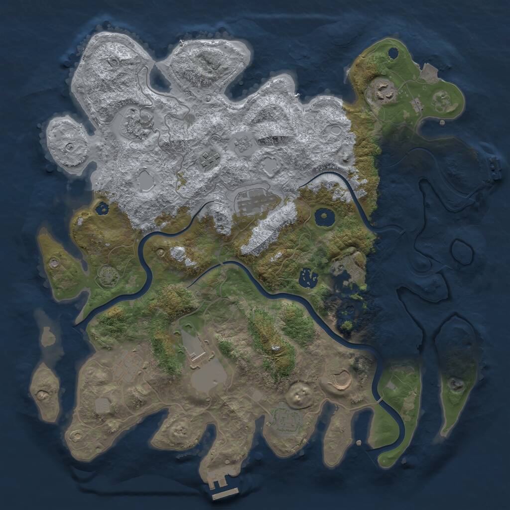 Rust Map: Procedural Map, Size: 3850, Seed: 566464970, 16 Monuments