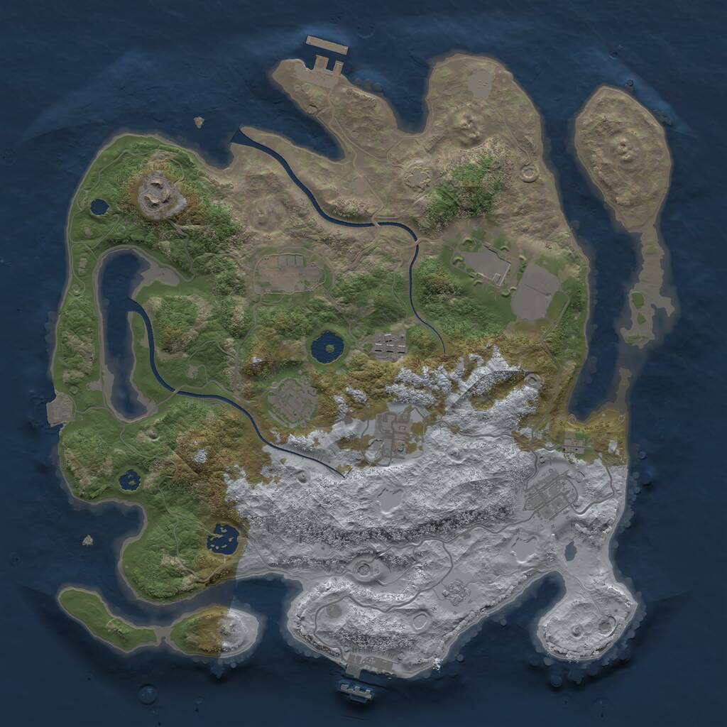 Rust Map: Procedural Map, Size: 3500, Seed: 1914571577, 14 Monuments