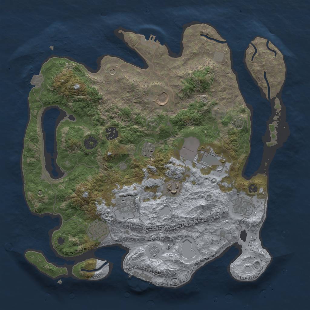 Rust Map: Procedural Map, Size: 3500, Seed: 1914571577, 16 Monuments